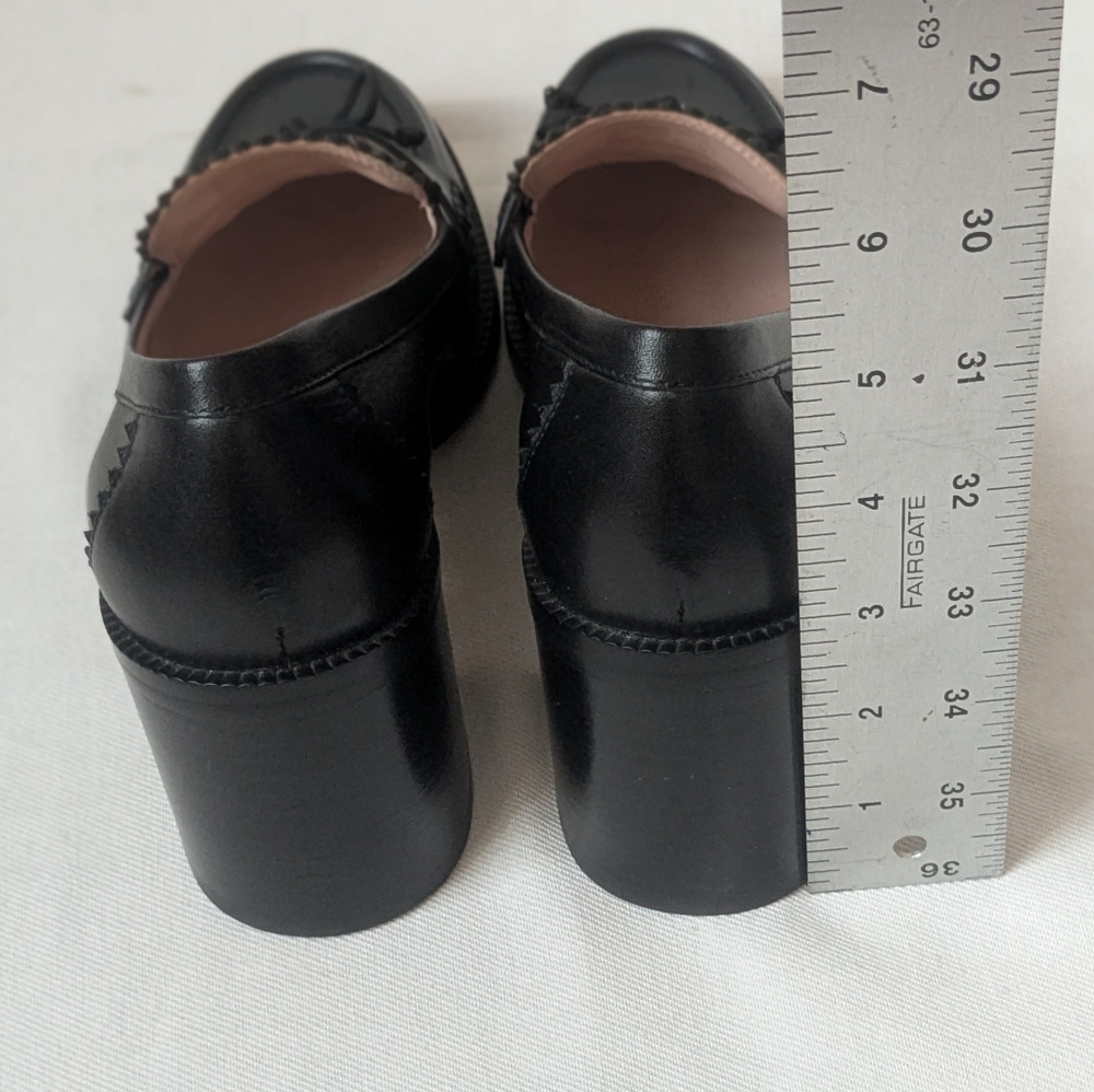 Kate Spade Hattie Black Leather Block Heel Loafer Pumps Sz 6B Like New - Picture 8 of 11